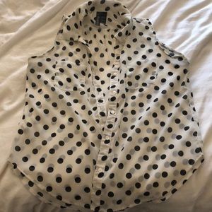 White and black poka dot blouse